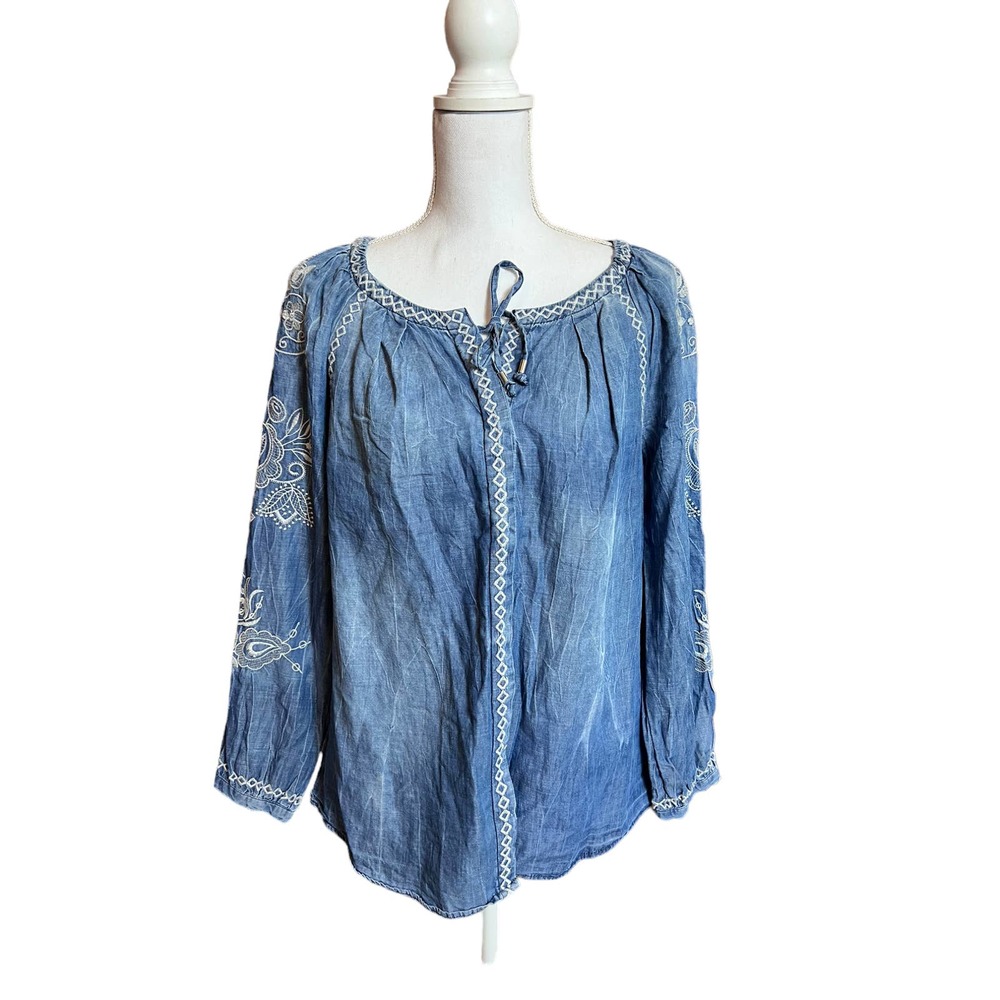 Vintage America Blues Women's‎ Denim shirt embroidery size medium